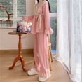 thumbnail image 4 of 2023 Nouvel Ensemble de Pyjama à Col en V Noué pour Femmes Hauts de Printemps Automne Pantalons à Manches Longues Dentelle Dentelle Pyjamas, 4 of 5