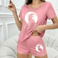 thumbnail image 7 of Feancey Women's Two Piece Pajamas Set Halloween Black Cat Print Sleepwear with Shorts Loungewear Sets Milk Silk Soft Pjs Short Set Birthdal Gifts Pink L, 7 of 7