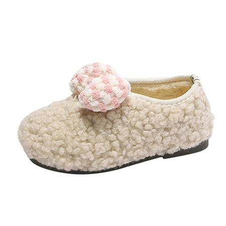 

Qufokar Moccasins for Toddler Fancy Shoes for Kids Winter Children Boots Boys And Girls Cotton Shoes Flat Bottoms Non Slip Colorblock Bow Plush Warm Light And Comfortable