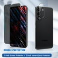 thumbnail image 7 of [2+2 Pack] Privacy Screen Protector and Camera Lens Protector for Samsung Galaxy S22 6.1 inch Tempered Glass Saver, Full Coverage, 9H Hardness HD Anti-Spy, Fingerprint Unlock, Compatible Cases, 7 of 7