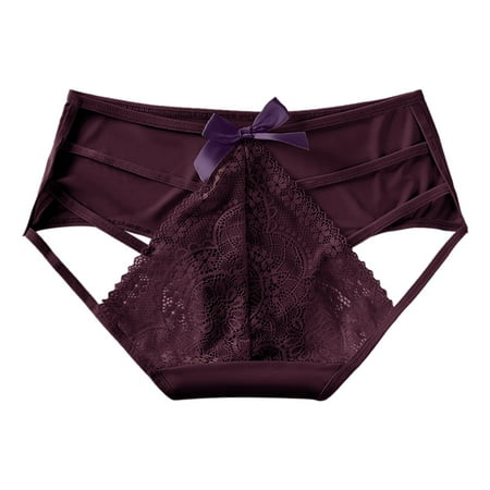 

Sebtyili Women s Low Waist Mesh Briefs Solid Color Cotton Crotch Underwear Panties
