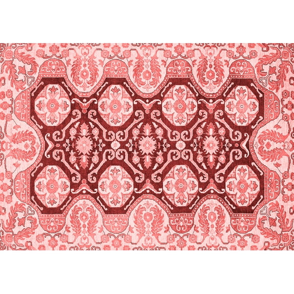 Ahgly Company Machine Washable Indoor Rectangle Oriental Red Traditional Area Rugs, 5' x 8'