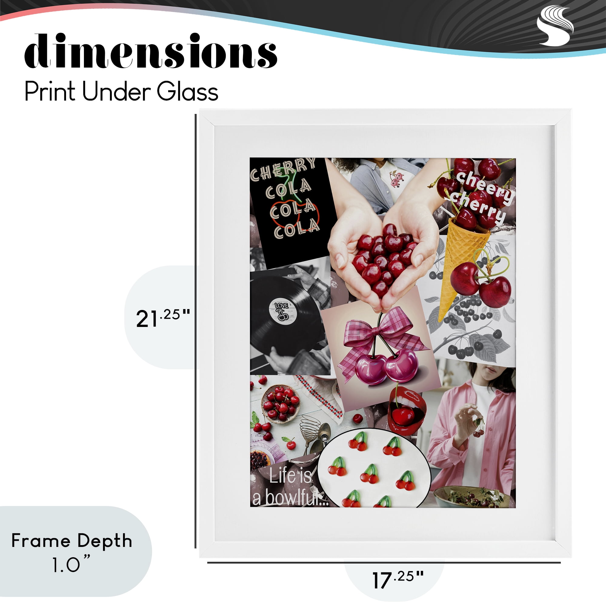 Stupell Industries Retro Cherry Mood Board White Framed Print Under Glass, design by Grotto Studios