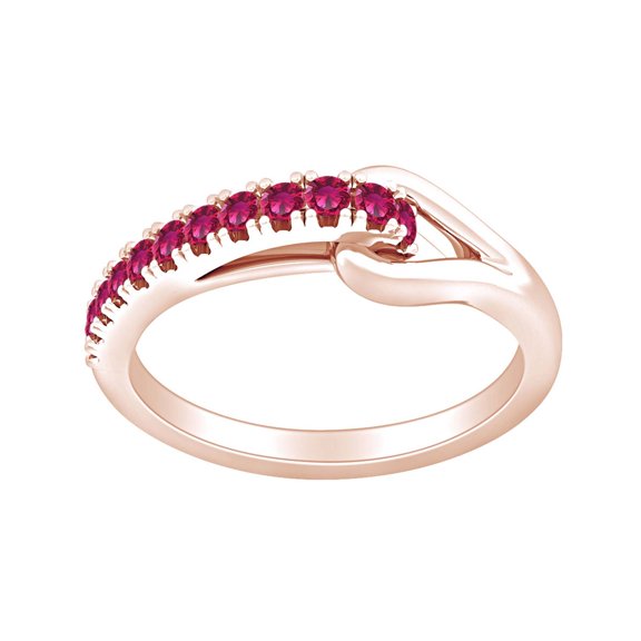 AFFY Round Shape Simulated Ruby Fashion Promise Engagement Ring 14k Rose Gold Over Sterling Silver Ring Size-5