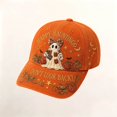 thumbnail image 2 of 3D Halloween Baseball Cap, Washed Adjustable Dad Hat, Pumpkin Ghost Embroidery Cotton Fall Hat for Men Women, 2 of 6
