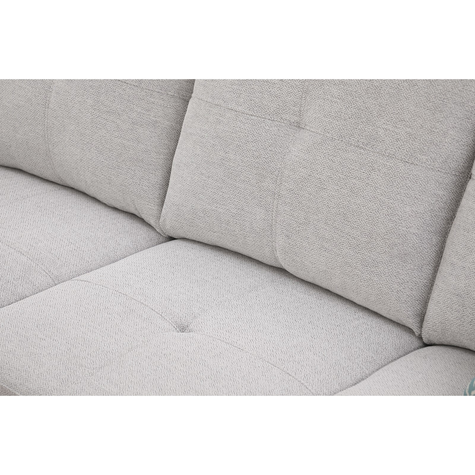 Hommoo L-Shaped Upholstered Sectional Sofa Couch with Storage & Cup Holders, Linen Living Room Sofa Set, With Ottoman, Light Gray