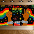 thumbnail image 6 of Colorful Black History Month Themed Banner with Raised Fist and Cuffed Hands Elements Background Backdrop for Celebrations Events Party Decorations Community Gatherings Educational Programs, 6 of 7