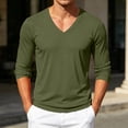 thumbnail image 5 of Kosheko Men's V-Neck Mesh Breathable Long-Sleeve Tee, Moisture Wicking Quick-Dry Fabric for gym practices Green M, 5 of 9