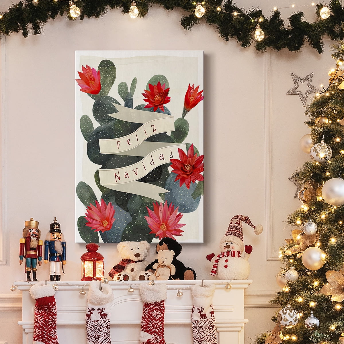 Desert Christmas Cactus I- Gallery Wrapped Canvas