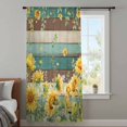 thumbnail image 4 of Sunflower Sheer Curtains 108" Extra Long, Summer Eucalyptus Botanical Floral Teal Brown Wood Light Filering Curtains, Privacy Drapes Simi Floor to Veiling Curtain for Living Room Window Treatment, 4 of 9