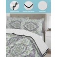 thumbnail image 3 of Quilt King Size Bedding Set, Green Purple Boho Reversible Summer Quilt 3 Pieces, Vintage Abstract Art Floral Ethnic Tribe Lightweight Bedspreads Coverlets with 2 Pillow Shams for All Seasons, 3 of 5