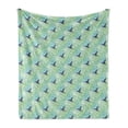 thumbnail image 1 of Exotic Soft Flannel Fleece Blanket, Colorful Demonstration of Natural Palm Leaves Flowers and Bird Silhouettes, Cozy Plush for Indoor and Outdoor Use, 60" x 80", Lavender and Green, by Ambesonne, 1 of 5