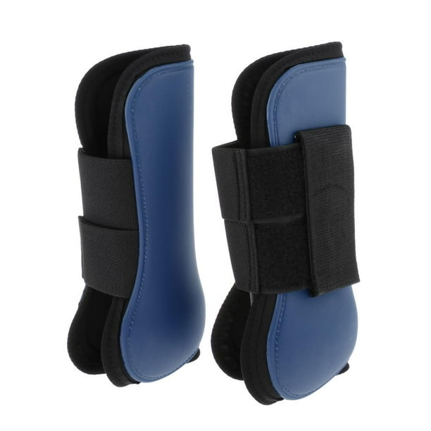 1 par de botas de tendón ajustables/botines para entrenamiento de equitación Pie delantero azul oscuro