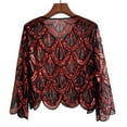 thumbnail image 3 of MIASHUI 1920s Art Deco Sequin Beaded Flapper Shawl Wrap Women's Evening Wedding Cape Party Cover Up Red,One Size, 3 of 3