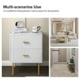 thumbnail image 2 of Wooden 2 Drawer Storage End Table Chest Cabinet Table Metal Legs for Home White, 2 of 6