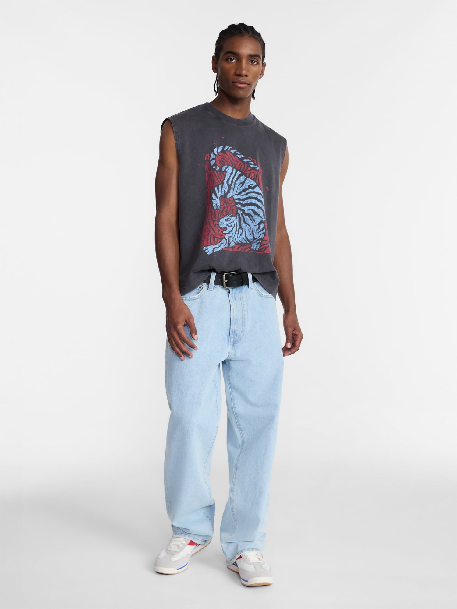 No Boundaries Boxy Fit Heavyweight Graphic Muscle Tank Top, Men's XS-5XL