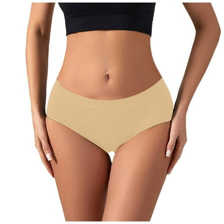GHSOHS Womens Underwear Thongs Lace Panties Womens Thongs Underwear Women s Seamless Breathable Pure Cotton Crotch Low Waist Glare Bottom And Solid Seamless Triangle Pants Beige Panty High Waist L