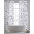 thumbnail image 5 of Floral Patterns Sheer Curtains 96 Inch Length 2 Panels Set, Silver White Flowers Leaves Aesthetic Voile Window Treatment Semi Sheer Long Curtains Drapes for Bedroom/Living Room/Kitchen 52"x96"x2, 5 of 7