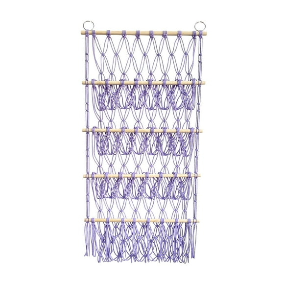 bedienty Wall Hanging Organizer Plush Toy Storage Ball Stuffed Animal Toy Net Hammock Beige Violet 105x52cm
