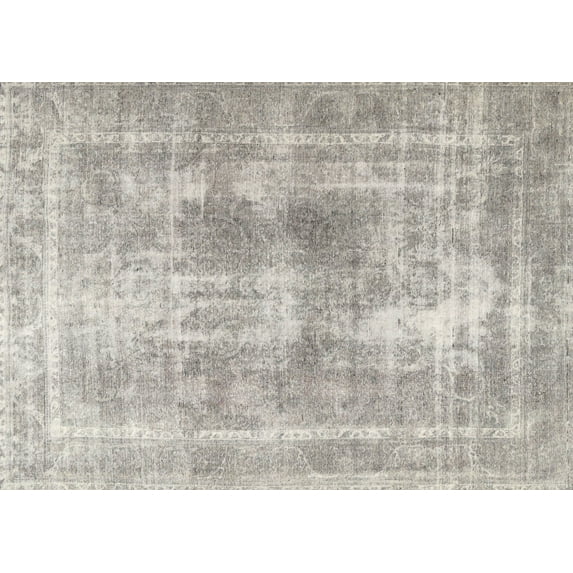 Ahgly Company Machine Washable Indoor Rectangle Traditional Pale Silver Gray Area Rugs, 5' x 8'