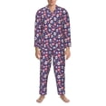 thumbnail image 3 of Naloa white Skull Flower Men’s Pajamas Set - Long Sleeve Button Down Sleep Shirt and Pajama Bottoms Sleepwear Set-X-Large, 3 of 7