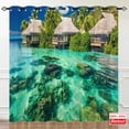thumbnail image 3 of Green Geometric Blackout Kitchen Window Tier Curtains and Valance Set, 36 Inch Abstract Art Window Curtains Set with Rod Pocket for Small Windows, Living Room or Bathroom, 3 of 6