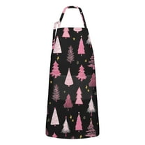 Black and Pink Christmas Tree Apron-Garden Aprons for Women with Pockets-Cotton Linen Waterproof Kitchen Cooking Gardening Aprons Adjustable for Kitchen,Cooking,BBQ and Salon 32"x27"