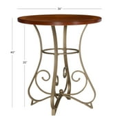 Powell Hamilton Round Pub Table, Matte Pewter and Bronze