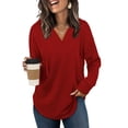 thumbnail image 6 of cocolona Hoodies for Women V Neck Drawstring Sweatshirts Fall Long Sleeve Shirts Fashion Solid Color Tops Casual Loose, 6 of 6