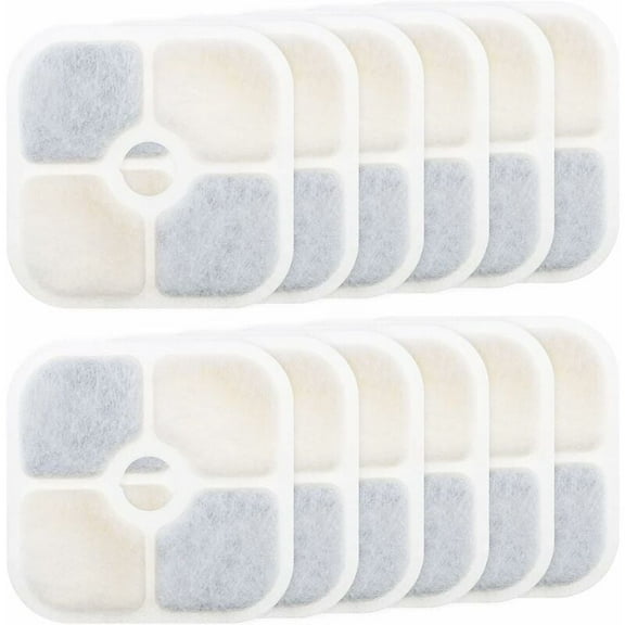 12pcs PIXI 43717 Pet Fountain Filters, Compatible with , 8.4x8.4cm, Water Dispenser Accessories for Cats