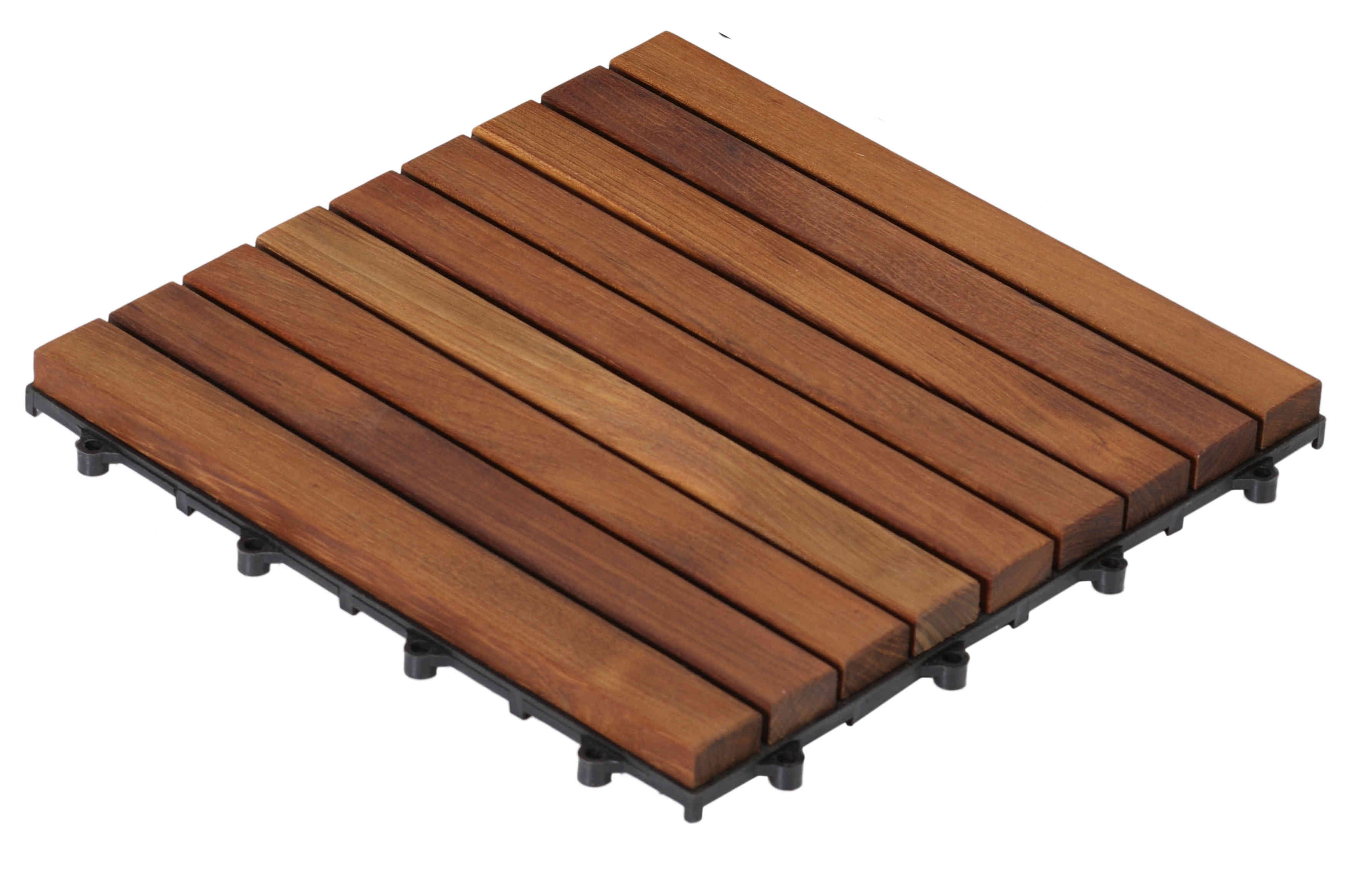 Bare Decor EZFloor in Solid Teak Wood, 1 TILE ONLY, Long Slat
