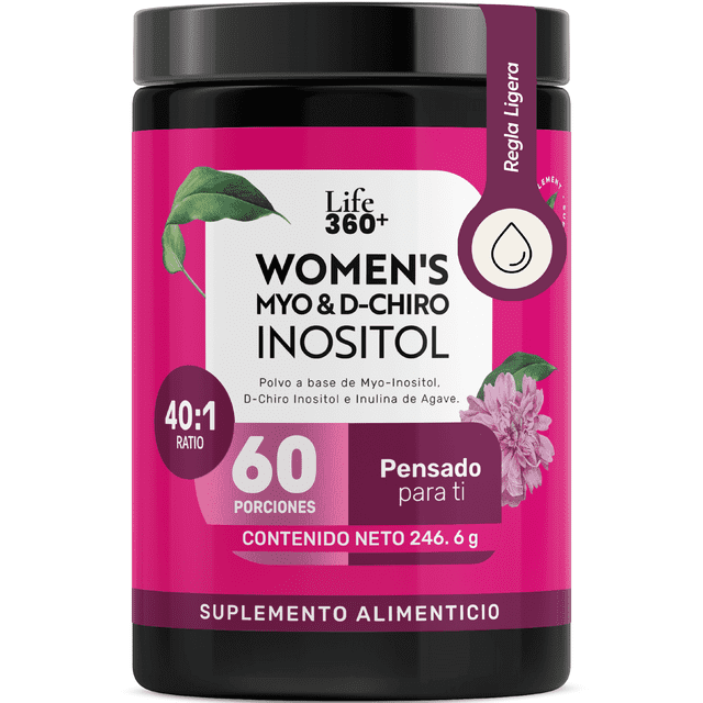 Myo & D-Chiro Inositol en Polvo 40: 1 | LIFE360+ | 246.6 gr | Myo-Inositol, D-Chiro Inositol e Inulina de Agave | 60 Porciones