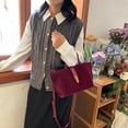 thumbnail image 3 of LHSHIDU Suede Bags for Women Fall Purse Shoulder Handbag Satchel Bag Brown Top-handle Bag, 3 of 6