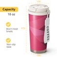thumbnail image 4 of 18oz Travel Coffee Mug, 316 Stainless Steel Vacuum Insulated Tumbler with 2-in-1 Straw Lid & Strap, Abstract Geometric Print, 4 of 6
