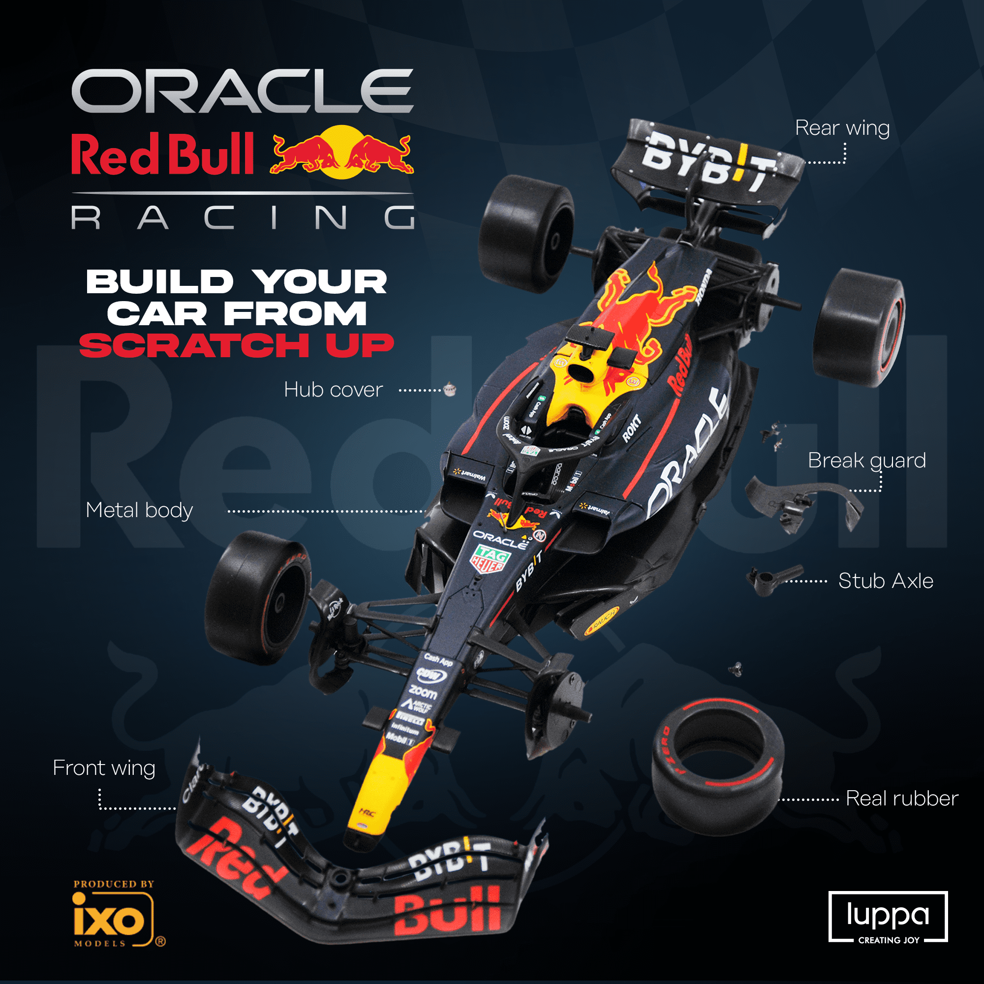 Formula 1 RB19 Model Kit - 1:18 Scale Racing F1 RB19 Model Inspired by Checo Pérez & Max Verstappen Building kit, Collectible diecast, 140 Pieces