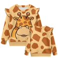 thumbnail image 2 of Garronmavis Cute Giraffe Long Sleeve Pullover Casual Pullover Drop Shoulder Sweater Top Stylish Toddler Girl Sweatshirt Clothes Outfit Polyester Spandex Fabric for Girls 5-6 Years Old, 2 of 7