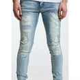 thumbnail image 6 of Crysp Denim Men's Distressed Rip & Repair Stonewashed Skinny Fit Stretch Jeans (28, Light Blue), 6 of 7