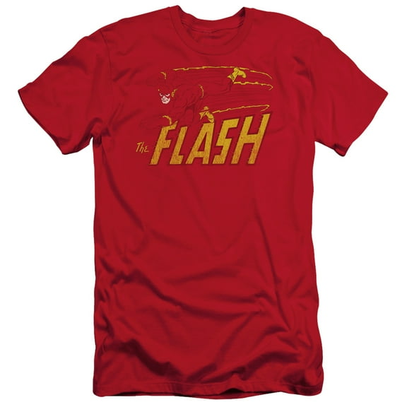 DC Comics Flash Flash Speed Distressed S/S Adult 30/1 T-Shirt Red