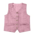 thumbnail image 3 of Big Boys Retro Boys Cowboy Vest Suede Leather Style V Neck Button Down Casual Western Vest Waist Coat For Party Sweater Tops 6 8 Tops Long Sleeve Youth Shirt Boy Shirts Size Pink 11-12 Years, 3 of 9