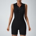 thumbnail image 2 of YFELWZ Womens Plus Size Ribbed Shaping Button Up Sleeveless Yoga Jumpsuit Black L, 2 of 5