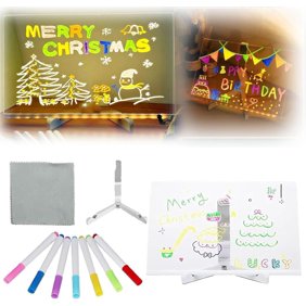 Cosmody LED Drawing Board, Erasable Drawing Board with Night Light, 2025 New Writing Acrylic Message Board, With Adjustable Holder and 7 Colorful Pens for Office/School/Home