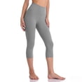thumbnail image 2 of hlysgo Leggings Yoga Pant for Women No Front Seam Capri High Elastic Waist Trousers Workout Gym Pant Gray,L, 2 of 5