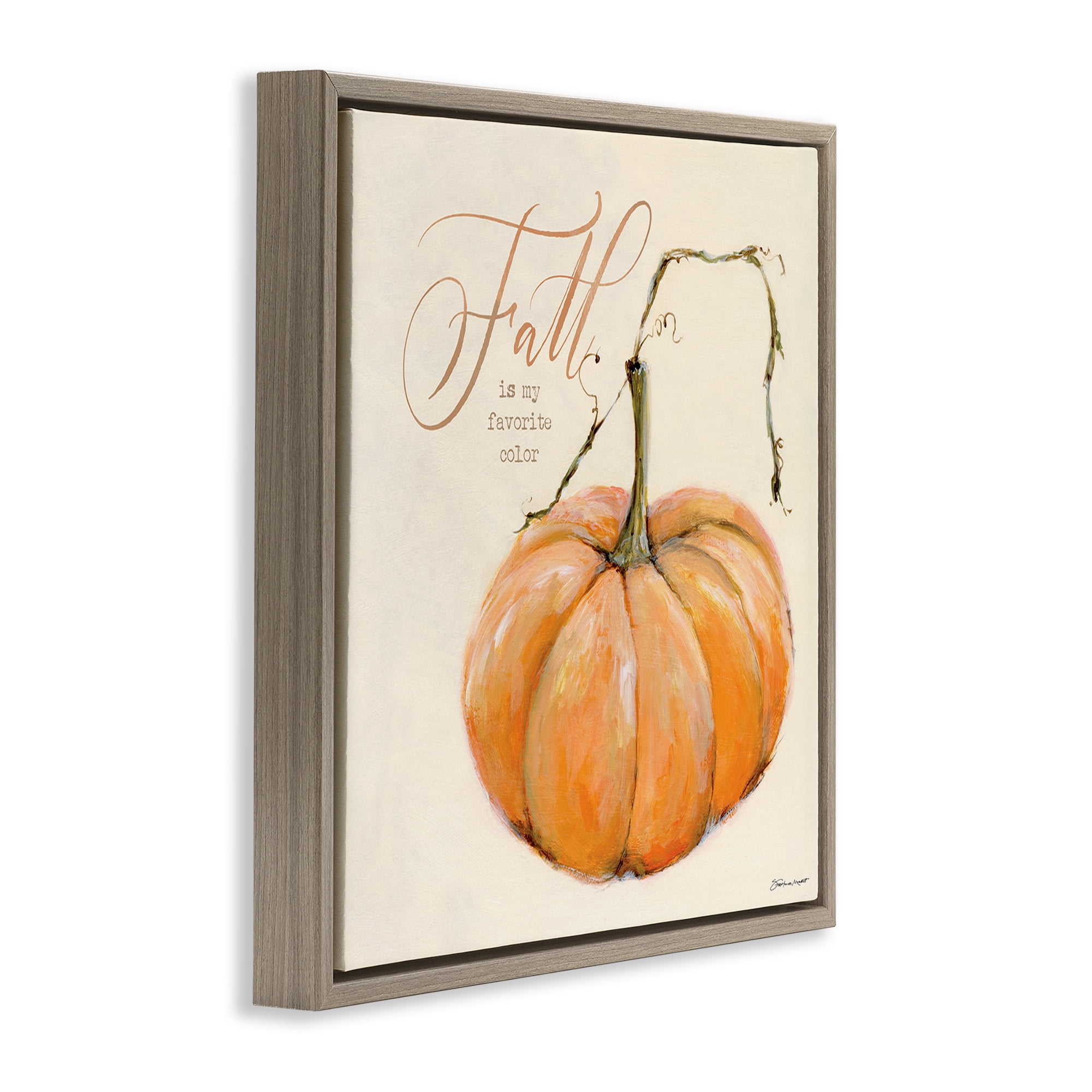 Stupell Industries Fall My Favorite Color Seasonal Holiday Painting Brown Floater Framed Canvas Art Print Wall Art, 18 x 18