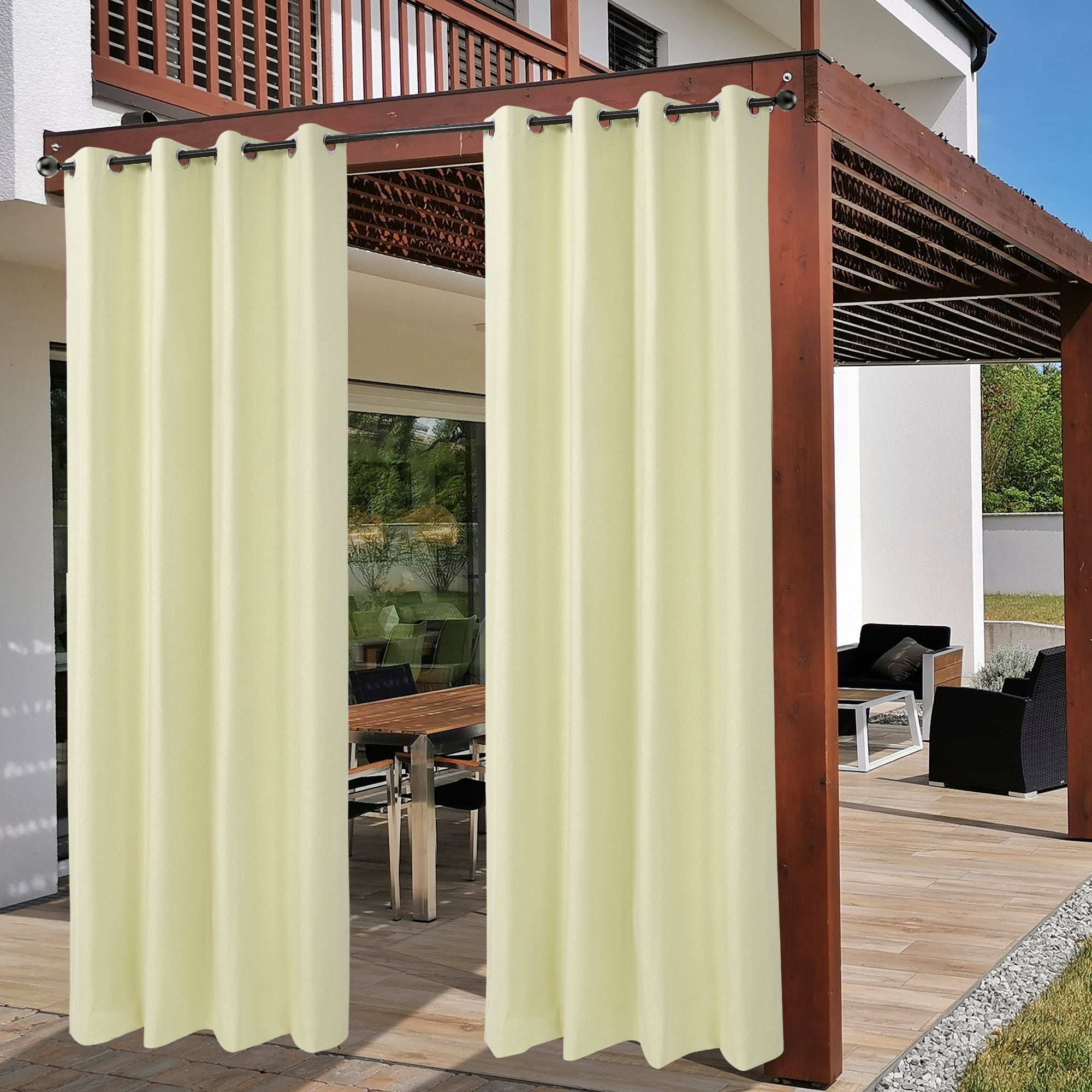 REGALWOVEN Blackout Curtains 2 Panels for Bedroom with Black Liner , Double Layer Grommet Thermal Insulated Living Room Curtain Beige 52"Wx108"L
