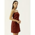 thumbnail image 2 of DressBerry Women's Solid Satin Mini Dress Strappy Chain Shoulders Sleeveless High Rise Square Neck Single Side Slit Western Style Short Dress, 2 of 8