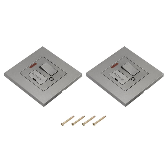 UK Socket Switch Power Outlet with Fuse Grey 250V 13A 86mmx86mm Pack of 2