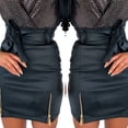 thumbnail image 3 of KOMOO Women Leather Pencil Skirt,Zipper Bowknot Tied Bodycon Skirts High Waist A-line Skirt, 3 of 8