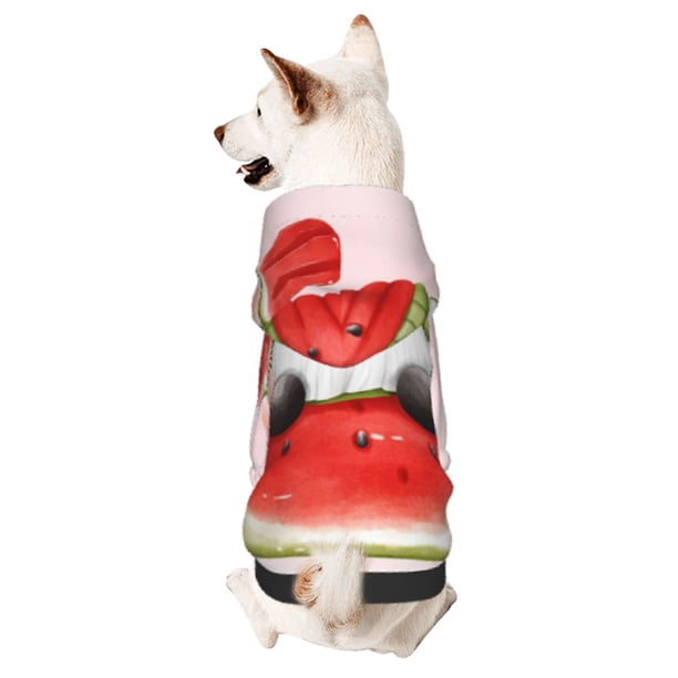 Fotbe Watermelon Gnome Sudadera con Estampado para Perros Pequeños – Suéter con Capucha para Mascotas, Tela Suave de Forro Polar con Bolsillo-XX-Large