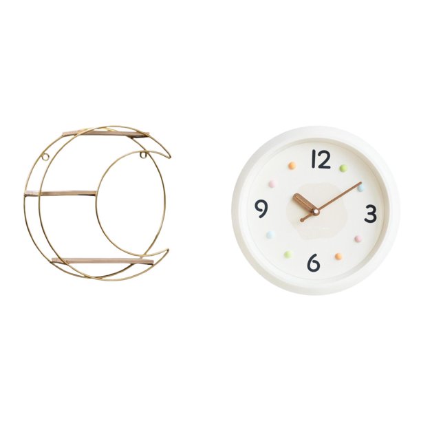 Estante de almacenamiento de pared,Estantería colgante de pared de metal de 3 niveles para decoración de dormitorio,Reloj de pared,Reloj de pared decorativo,moderno y elegante.,Reloj de pared