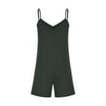 thumbnail image 4 of AherBiu Boho Short Jumpsuits for Women Sleeveless V Neck Wide Leg Comfy Summer Rompers with Pockets, 4 of 5